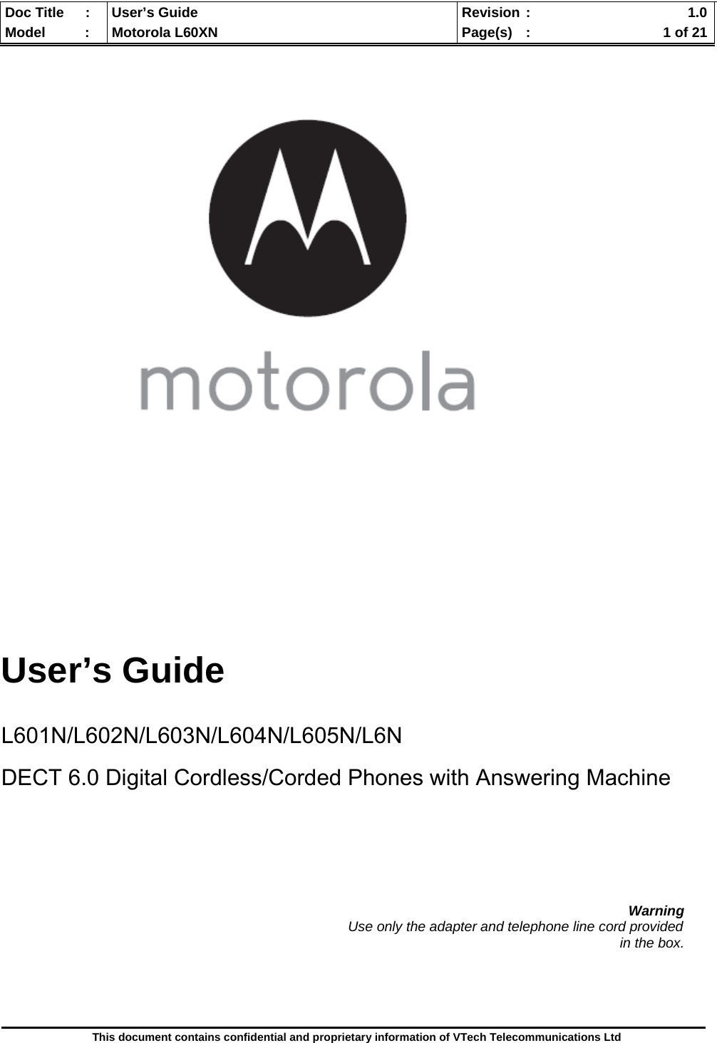 Motorola dect 6.0 p1003 user manual